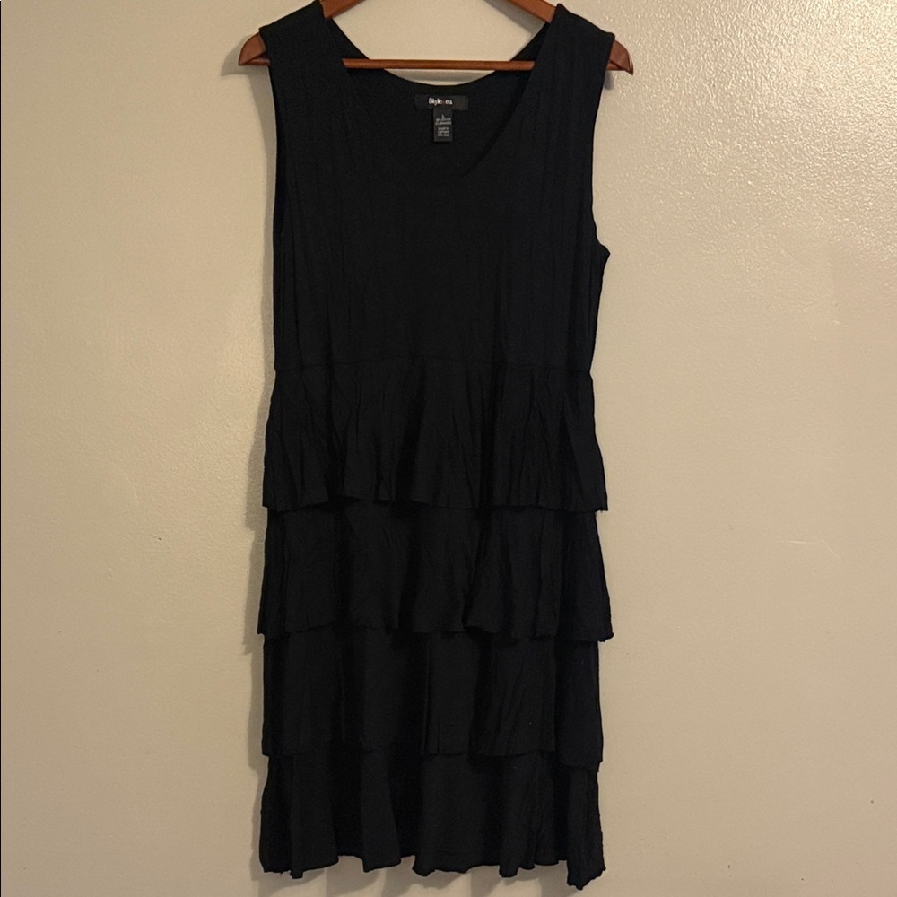 Style & Co. Black Sleeveless Tiered Midi Dress
